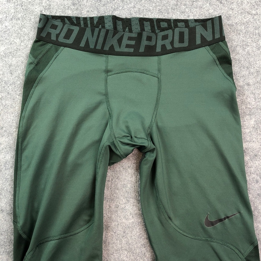 Nike Hyperwarm Compression Mens Pants XL Dark Green Stretch Training Combat - Picture 4 of 14